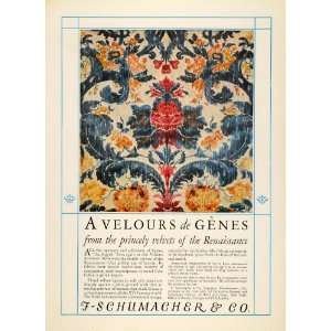   Velvet Floral Fabrics Tapestry Drapes New York   Original Print Ad