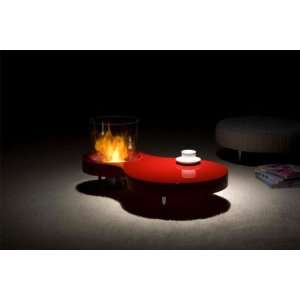 Ventless Ethanol Coffee Table Fireplace   Double in Red, by Planika 