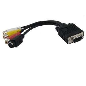   PC VGA to TV S Video 3 RCA AV Adapter Cable Black Electronics