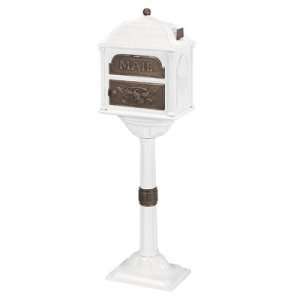   Mailboxes White with Antique Brass Classic Pedestal Mailbox Home