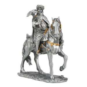  Muslim Warrior on Horse with Falcon   Pewter   4 Height 