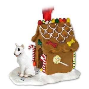  Bull Terrier White Ginger Bread Dog House Ornament
