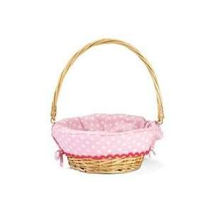  Natural Wicker Basket with Pink Liner